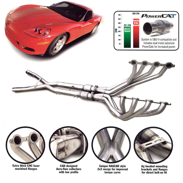 Dynatech 115-635300S C6 Corvette 2005-2007 Long Tube Stainless Headers & High Flow Catalysts