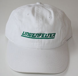 Lingenfelter White Low Profile Hat - Kelly Green Logo - lingenfelter.com