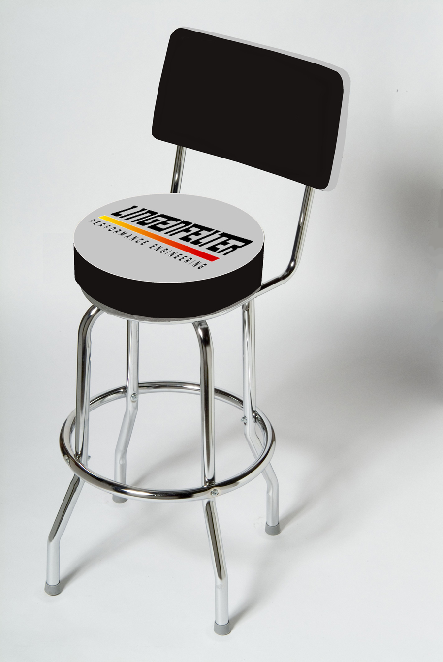 Lingenfelter Logo Chrome Steel Counter Stools With Backrest - lingenfelter.com