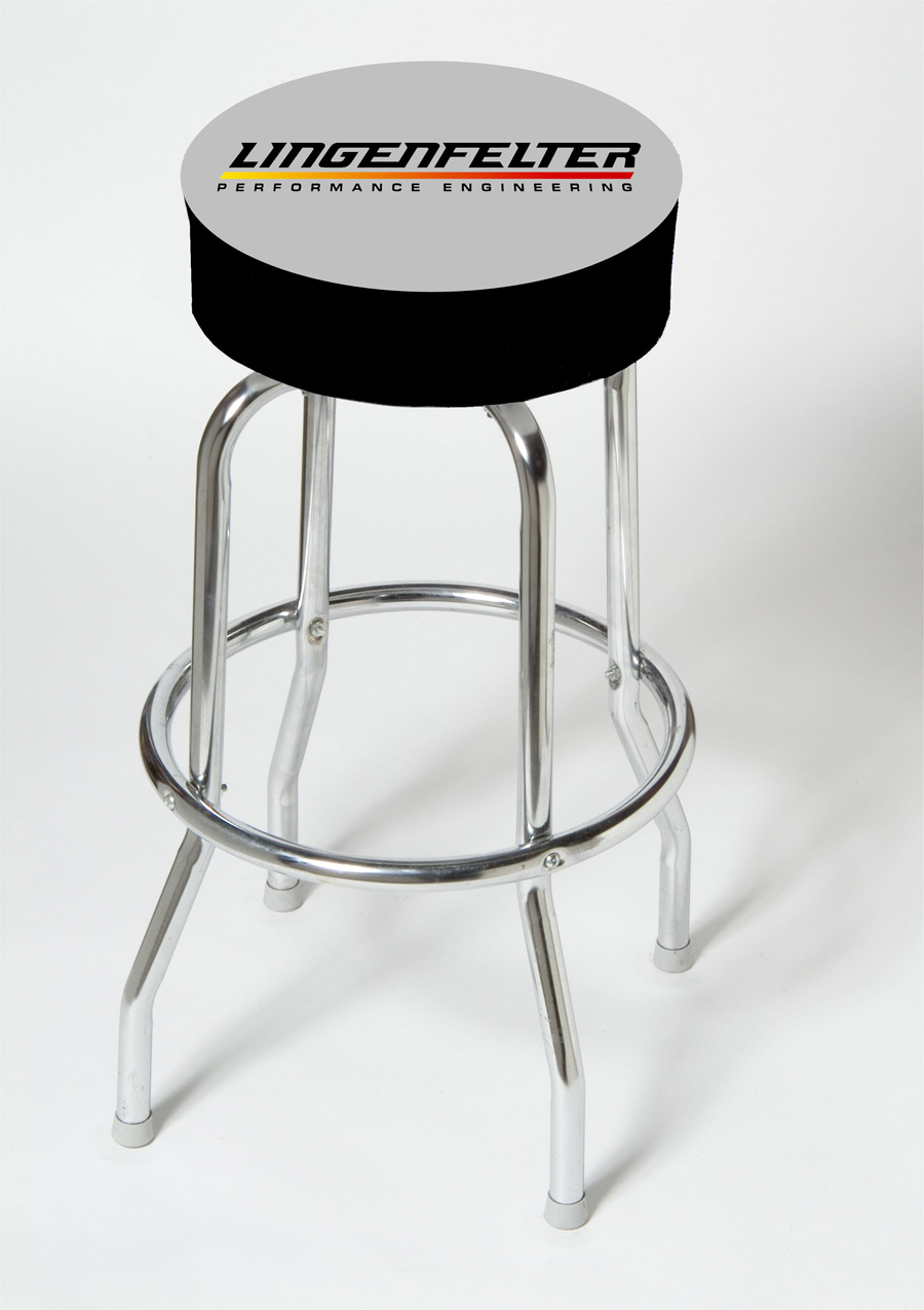 Lingenfelter Logo Chrome Steel Counter Stools - lingenfelter.com