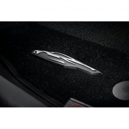 C8 Stingray Premium Carpeted Floor Mats in Jet Black with Red Stitching