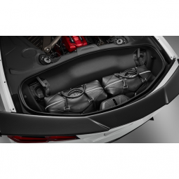 Two-Piece Premium Leather Travel Bag Set in Jet Black with Crossed Flags Logo